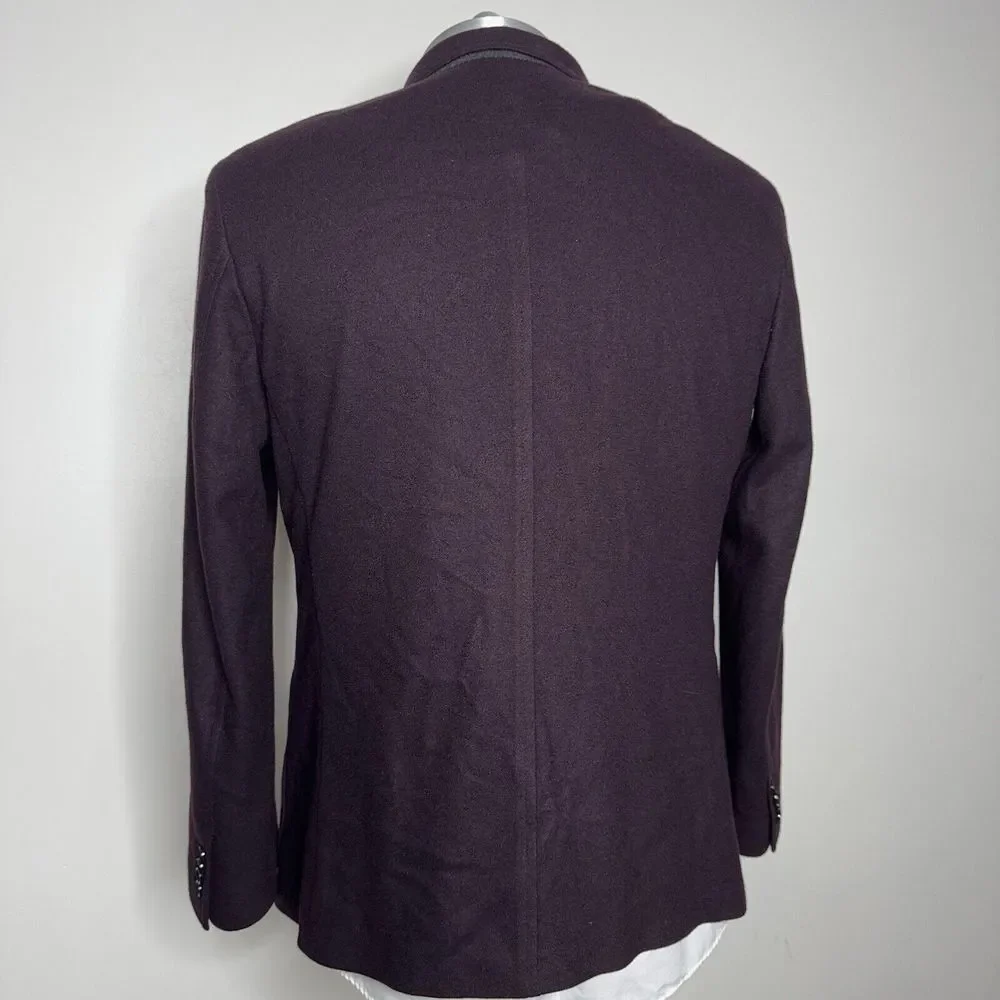 Banana Republic Italy Slim Fit Sport Coat 48L Mens Burgundy Red Solid Wool‎
